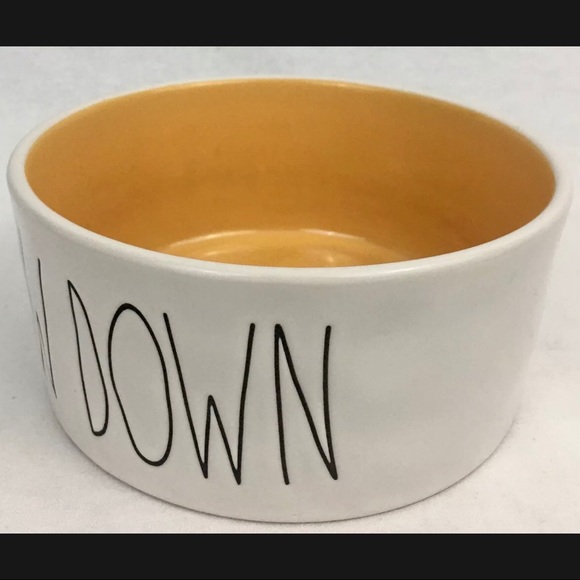Rae Dunn Large Dog Dish Chow Down Pet Bowl Orange Interior 6” New RARE COLOR - Picture 5 of 14